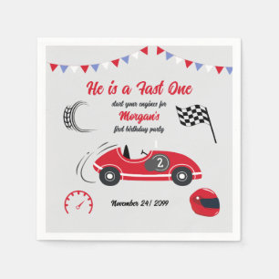Serviette En Papier C'est un Fast One Festive Red Race Car Anniversair