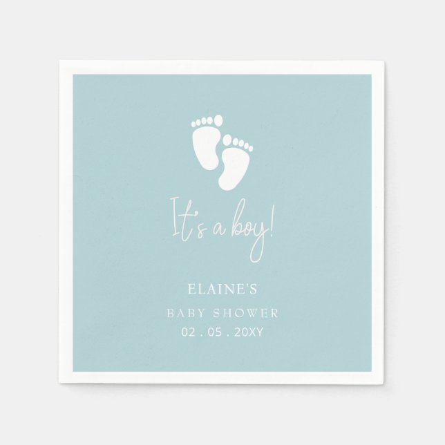 Serviette En Papier C'est un Garçon Baby Feet Blue Boy Baby shower (Devant)