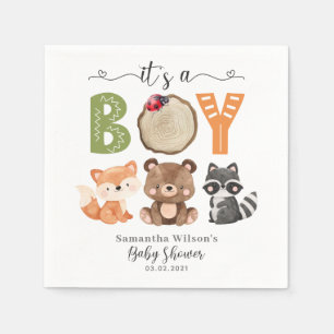 Serviette En Papier C'est un garçon Baby shower d'animaux en bois