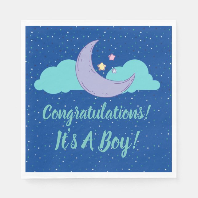 Serviette En Papier C'est un garçon ! Baby shower Félicitations servie (Devant)