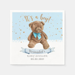Serviette En Papier C'est un garçon ! Baby shower Teddy Bear