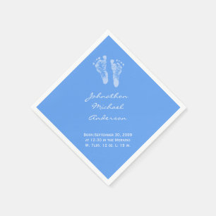 Serviette En Papier C'est un garçon Blue Baby Footprints Faire-part de