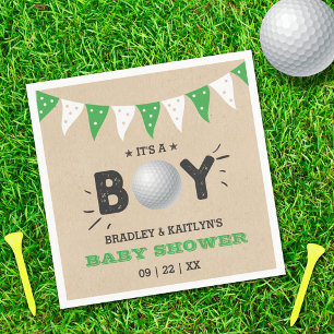 Serviette En Papier C'est un garçon ! Golf Thème Co-ed Baby shower