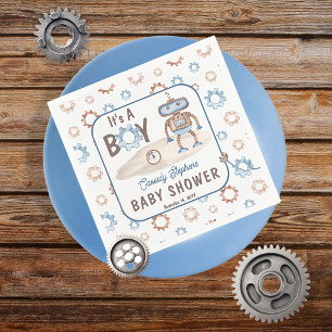 Serviette En Papier C'est un garçon mignon bleu Baby shower Robot Gr