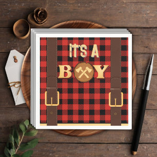 Serviette En Papier C'est un garçon Rustic Lumberjack Flannel Baby sho