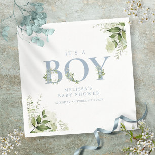 Serviette En Papier C'est un garçon verdure poussiéreux bleu lettre Ba