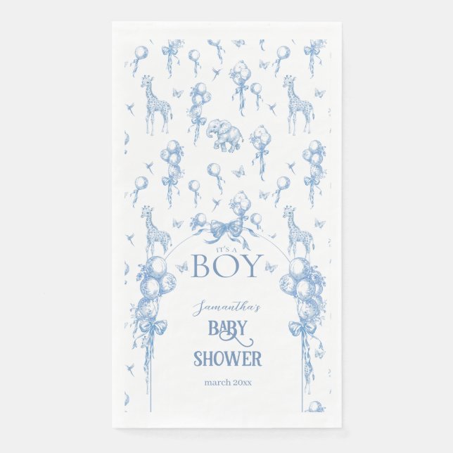 Serviette En Papier C'est un petit Baby shower Safari Animal Blue Ball (Devant)