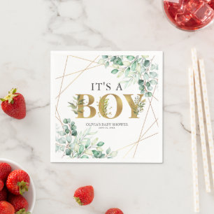 Serviette En Papier C'est un petit Baby shower vert Eucalyptus Gold