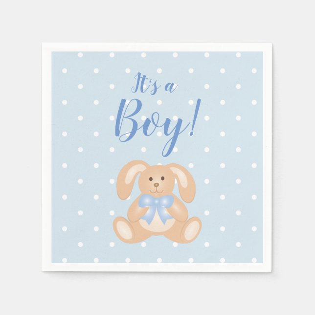 Serviette En Papier C'est un petit lapin lapin Baby shower bleu Pastel (Devant)