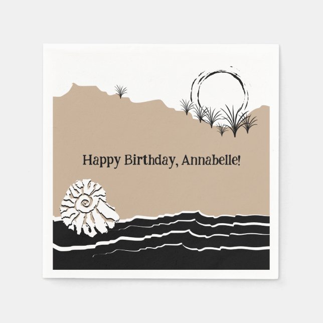 Serviette En Papier C'est une fête d'anniversaire de plage (Devant)