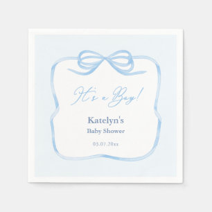 Serviette En Papier C'est une fête de Baby shower de Bow Light Blue Bo