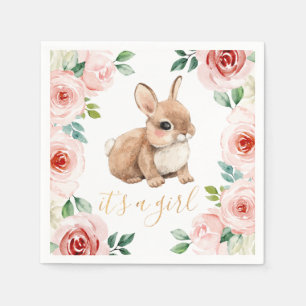 Serviette En Papier C'est une fille ! Aquarelle Baby shower de lapin F