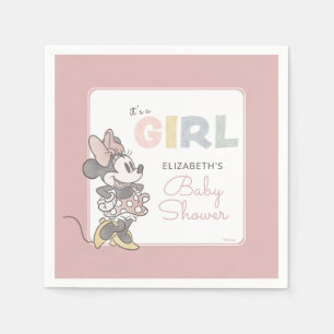 Serviette En Papier C'est une fille ! Baby shower d'aquarelle Minnie M