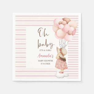 Serviette En Papier C'est une fille Baby shower d'aquarelle volants Ba