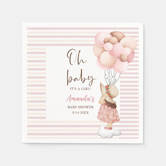 Serviette En Papier C'est une fille Baby shower d'aquarelle volants Ba (Devant)