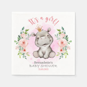 Serviette En Papier C'est une fille Baby shower Hippo serviettes