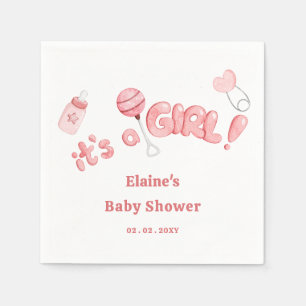 Serviette En Papier C'est une fille Baby Things Baby shower fille rose