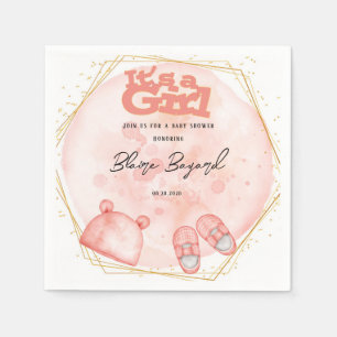 Serviette En Papier C'est une fille dans le corail rose et le Baby sho