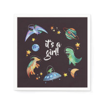 C'est une Fille Espace Dinosaure Galaxie Baby Show