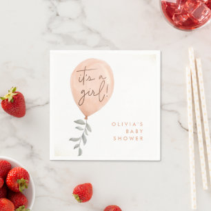 Serviette En Papier C'Est Une Fille Eucalyptus Baby shower Balloon Ver