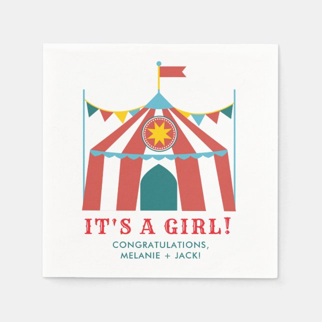 Serviette En Papier C'est une fille mignonne cirque Baby shower de rév (Devant)