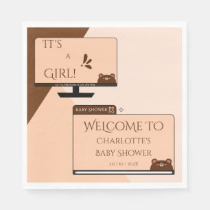 Serviette En Papier C'est une fille ! Ours mignon Écran d'ordinateur B