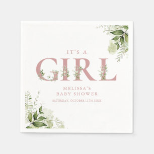 Serviette En Papier C'est une fille verdure rose poussiéreux lettre Ba
