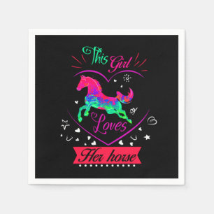 Serviette En Papier Cette fille rose aime son cheval