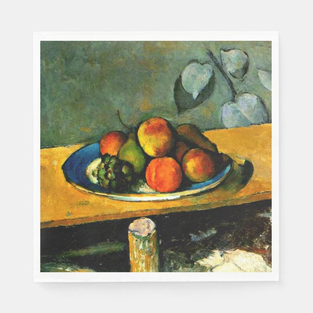 Serviette En Papier Cezanne - Pêche, poires et raisins (Devant)