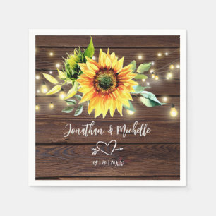 Serviette En Papier Chaîne de tournesol illumine Rustique Mariage en b