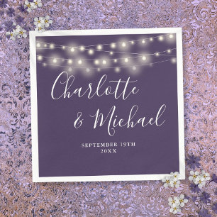 Serviette En Papier Chaîne Lights Signature Script Mariage violet