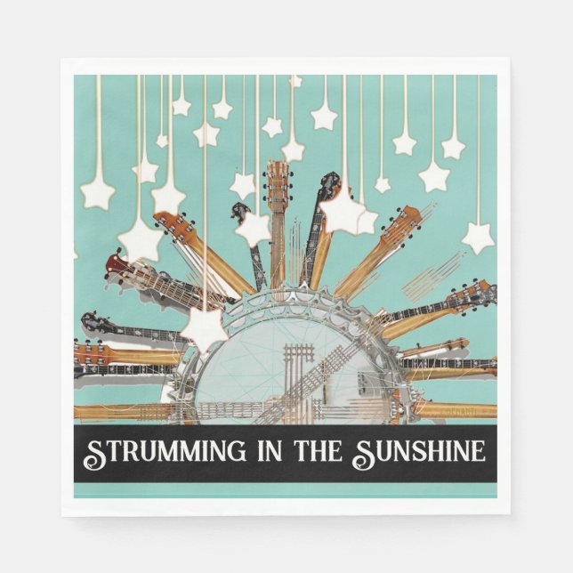 SERVIETTE EN PAPIER CHAÎNES DE GUITARE AU SOLEIL (Devant)