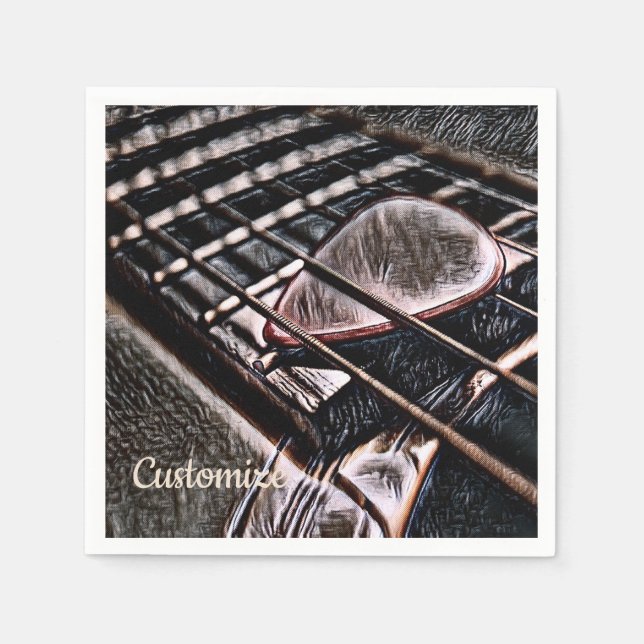 Serviette En Papier Chaînes De Guitare En Papier Cuir Serviettes (Devant)