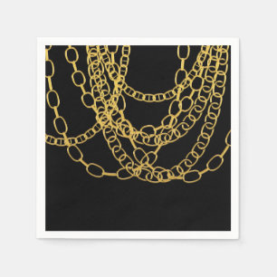 Serviette En Papier Chaînes en or danse hip hop noir fête d'anniversai
