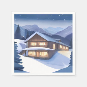 Serviette En Papier Chalet d'hiver
