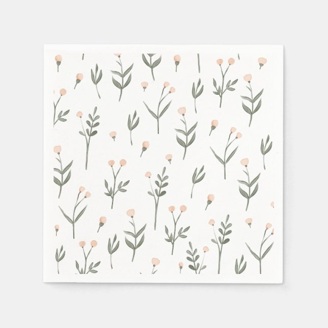 Serviette En Papier Chalet Fleur sauvage Rose Blush Floral Delicate (Devant)