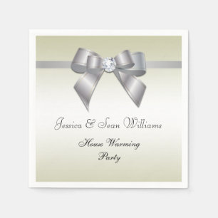 Serviette En Papier Chaleureuse Bow & Ruban Argenté pour la Création d