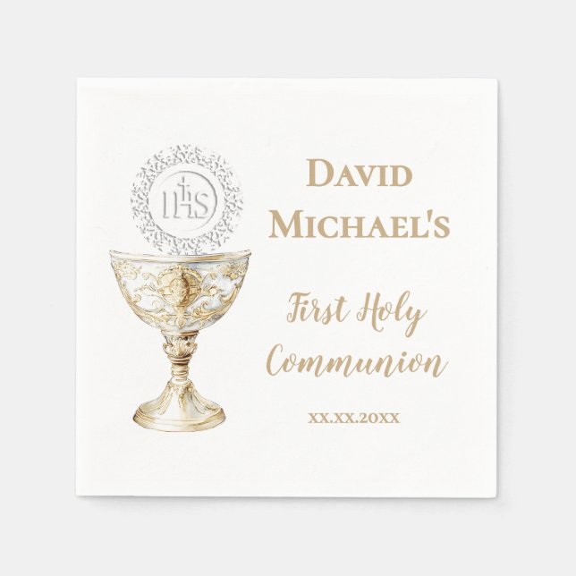 Serviette En Papier Chalice Host First Holy Communion (Devant)