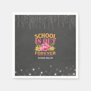 Serviette En Papier Chalkboard amusant enseignant Floral Retraite