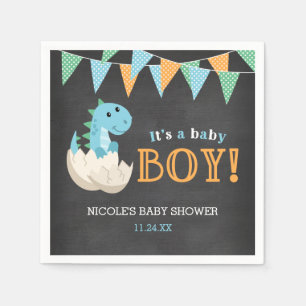 Serviette En Papier Chalkboard Dinosaur Boy Baby shower