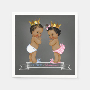 Serviette En Papier Chalkboard Ethnic Gender Reveillez Prince Princess