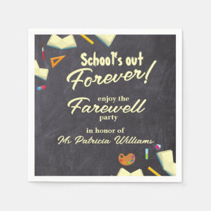 Serviette En Papier Chalkboard Farewell Retraité Teacher Party