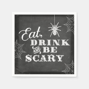 Serviette En Papier Chalkboard Mangez Boire et soyez effrayant Hallowe