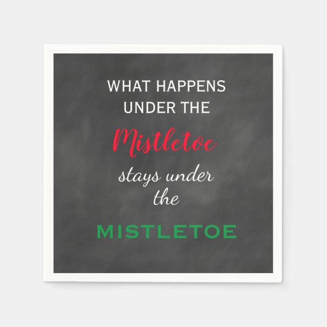 Serviette En Papier Chalkboard Mistletoe Holiday (Devant)