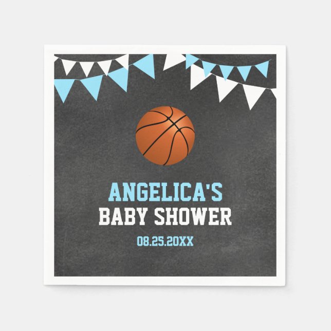 Serviette En Papier Chalkboard Sports BASKETBALL Thème Baby shower (Devant)