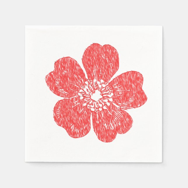 Serviette En Papier Chalkboard Wild Rose rouge (Devant)