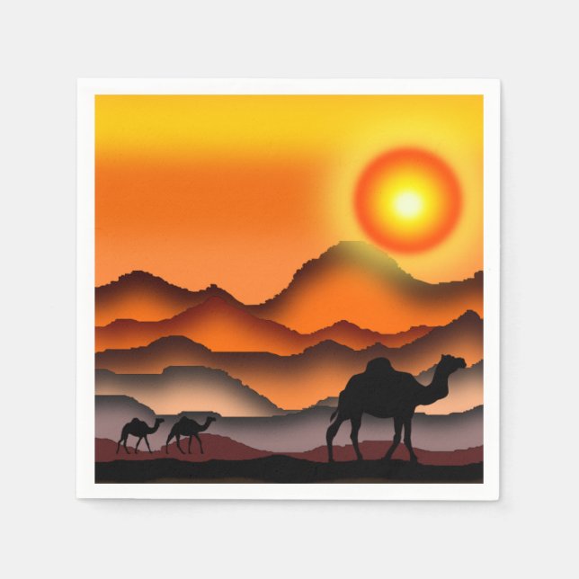 Serviette En Papier Chameau Sunset Desert Naples (Devant)