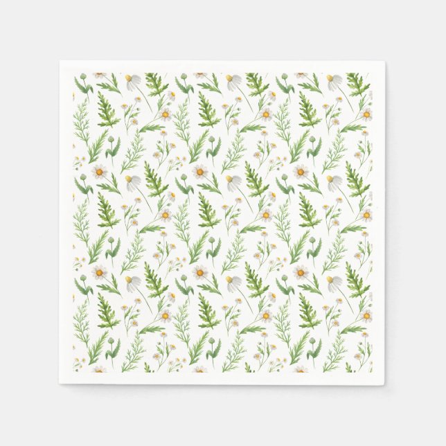 Serviette En Papier Chamomile Fleur Botanique Rustique Motif (Devant)