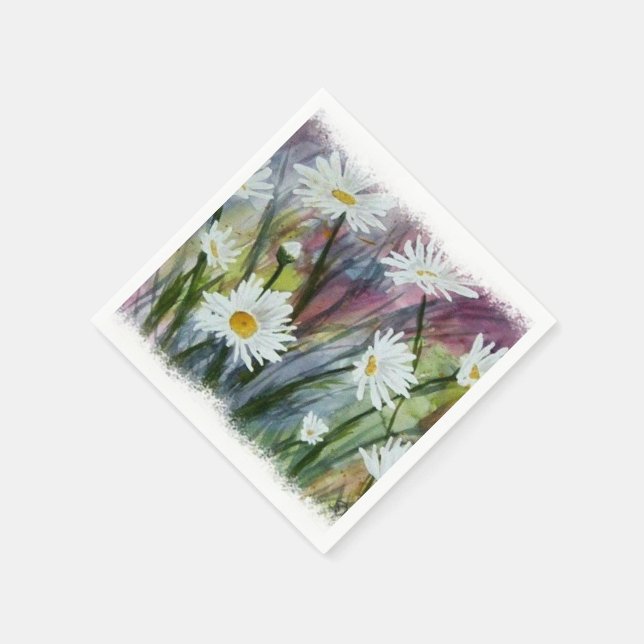 SERVIETTE EN PAPIER CHAMP DE FLEURS JOURNALIÈRES BLANCHES PAPIER NAPKI (Coin)
