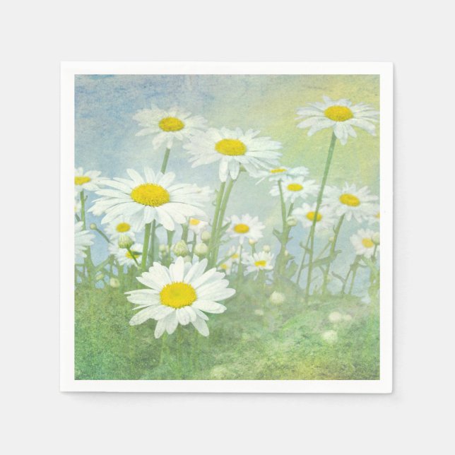 Serviette En Papier Champ de marguerite d'été (Devant)